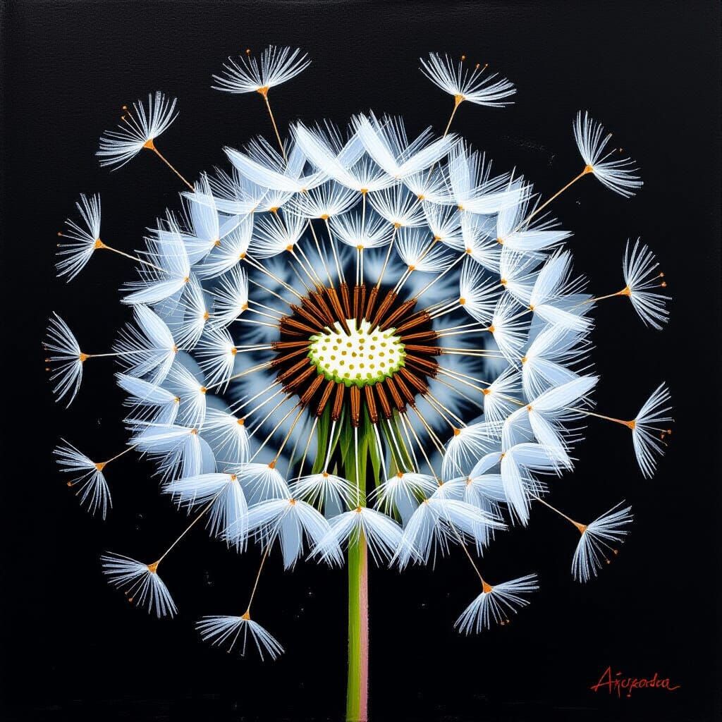 Dandelion Flower in Impressionist Style