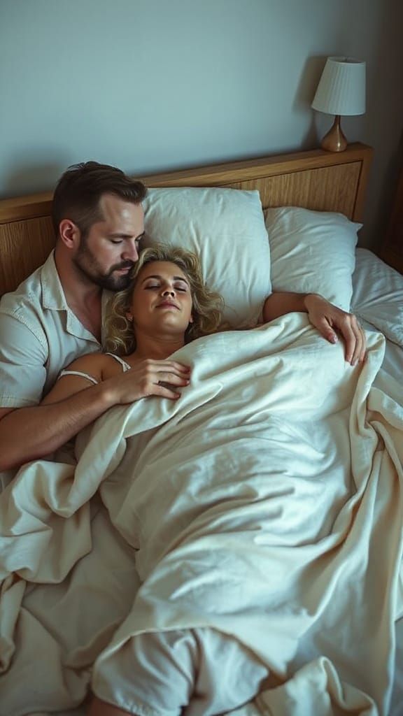 Intimate Bedtime Scene in Realistic Photo Style