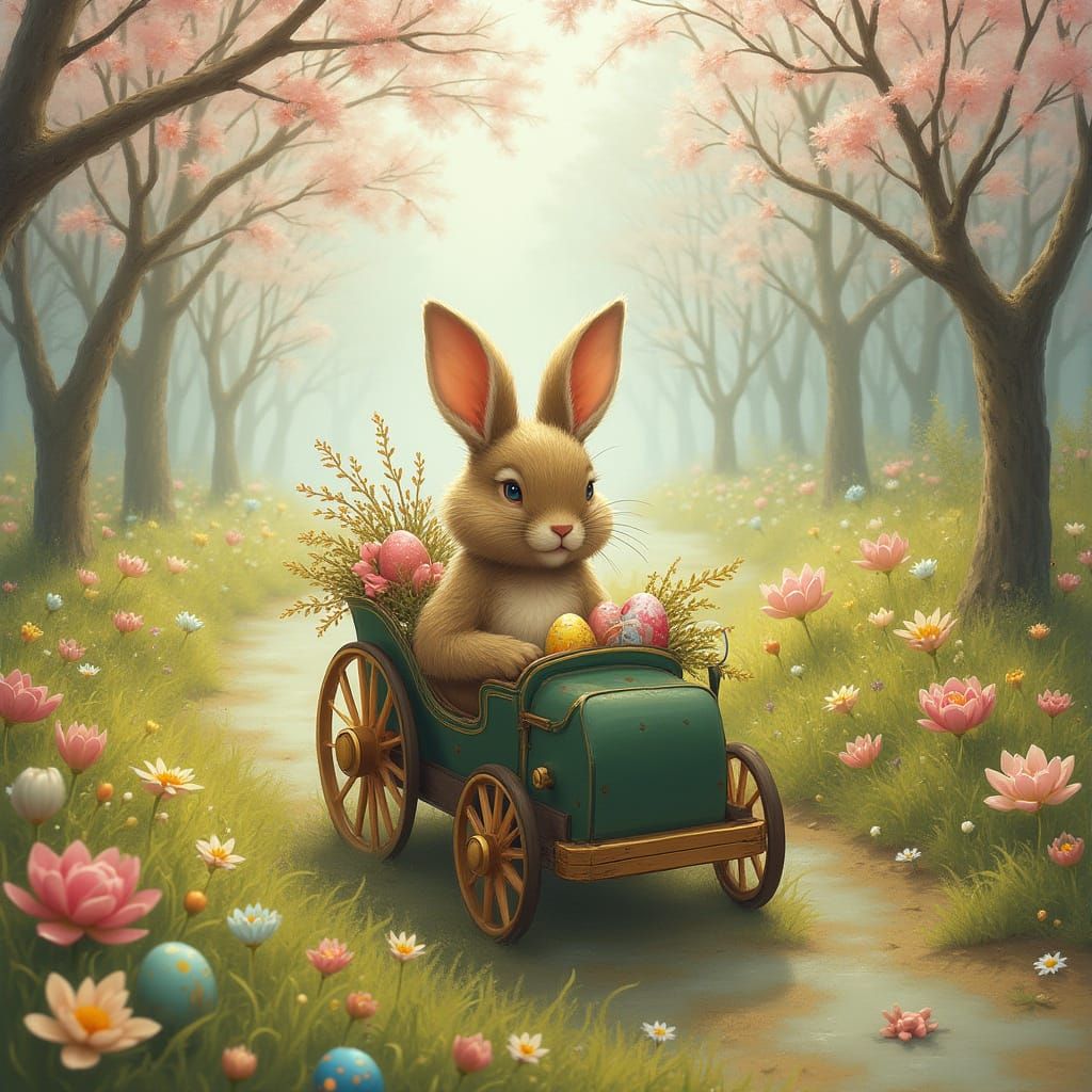 Magical Easter Bunny in Vibrant Spring Wonderland