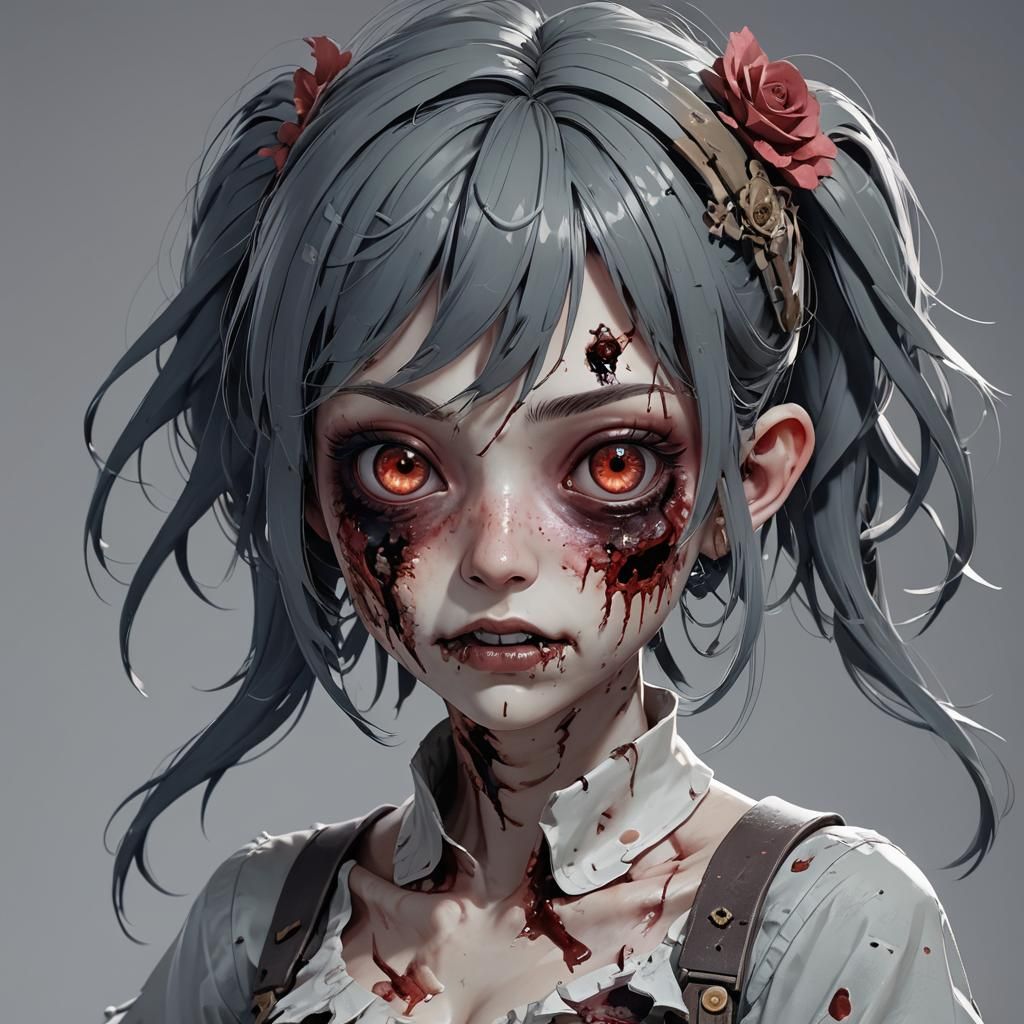 Cute Zombie Girl in 3D Anime Style