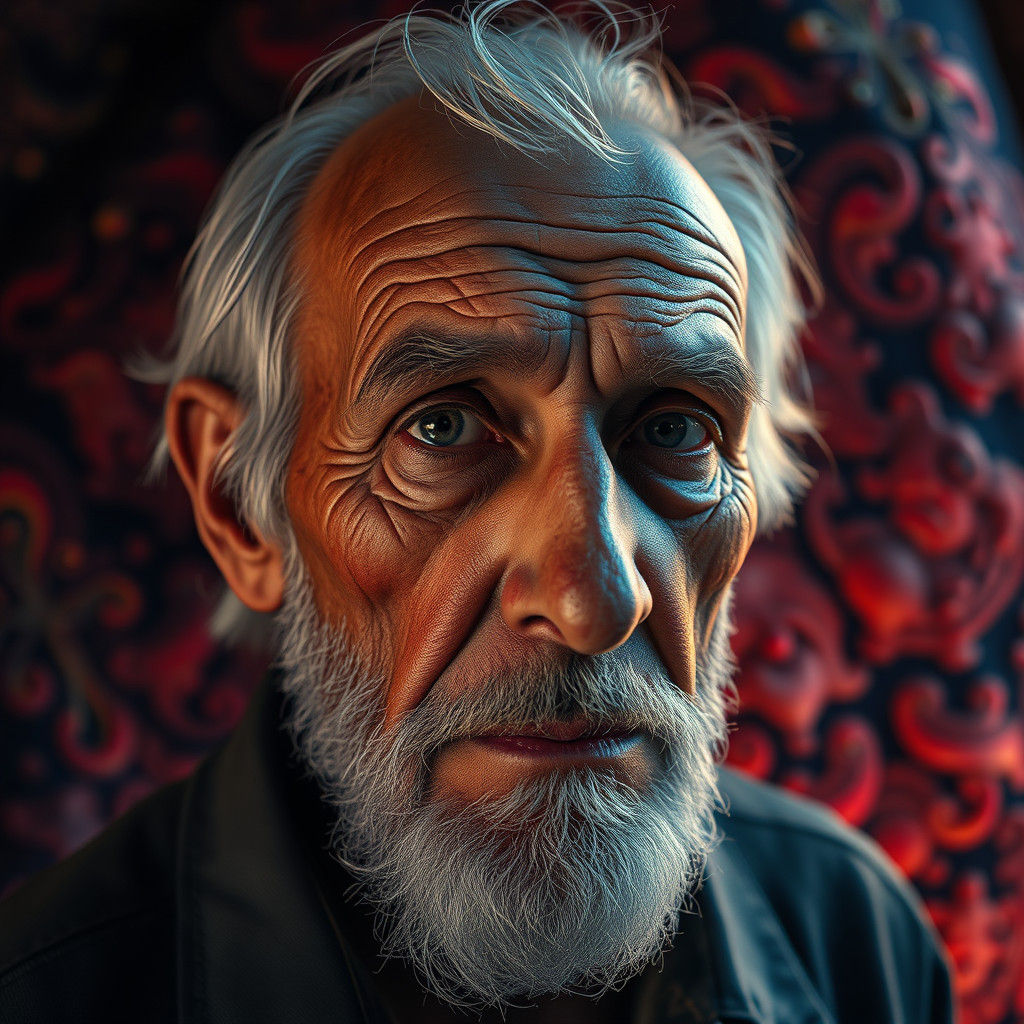 Weathered Elderly Man in Detailed Matte Painting