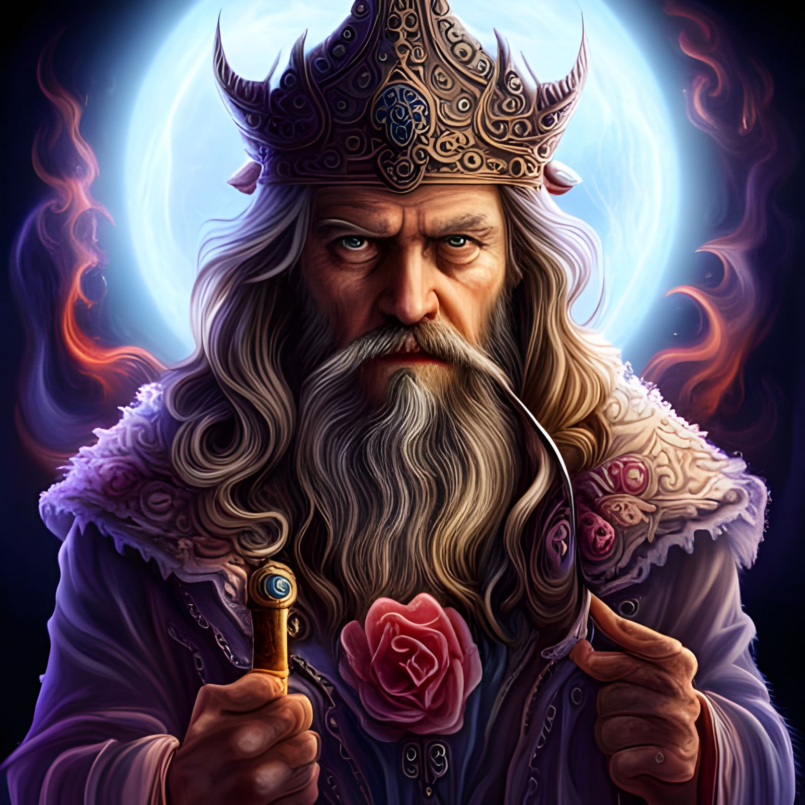 Imposing Warlock Conjuring Cosmic Nebula