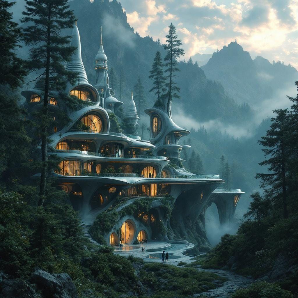 Futuristic Forest Residence with Mystical Architecture