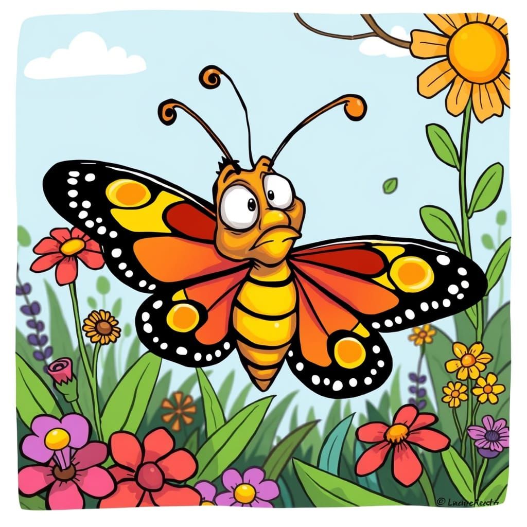 Confused Butterfly Caricature