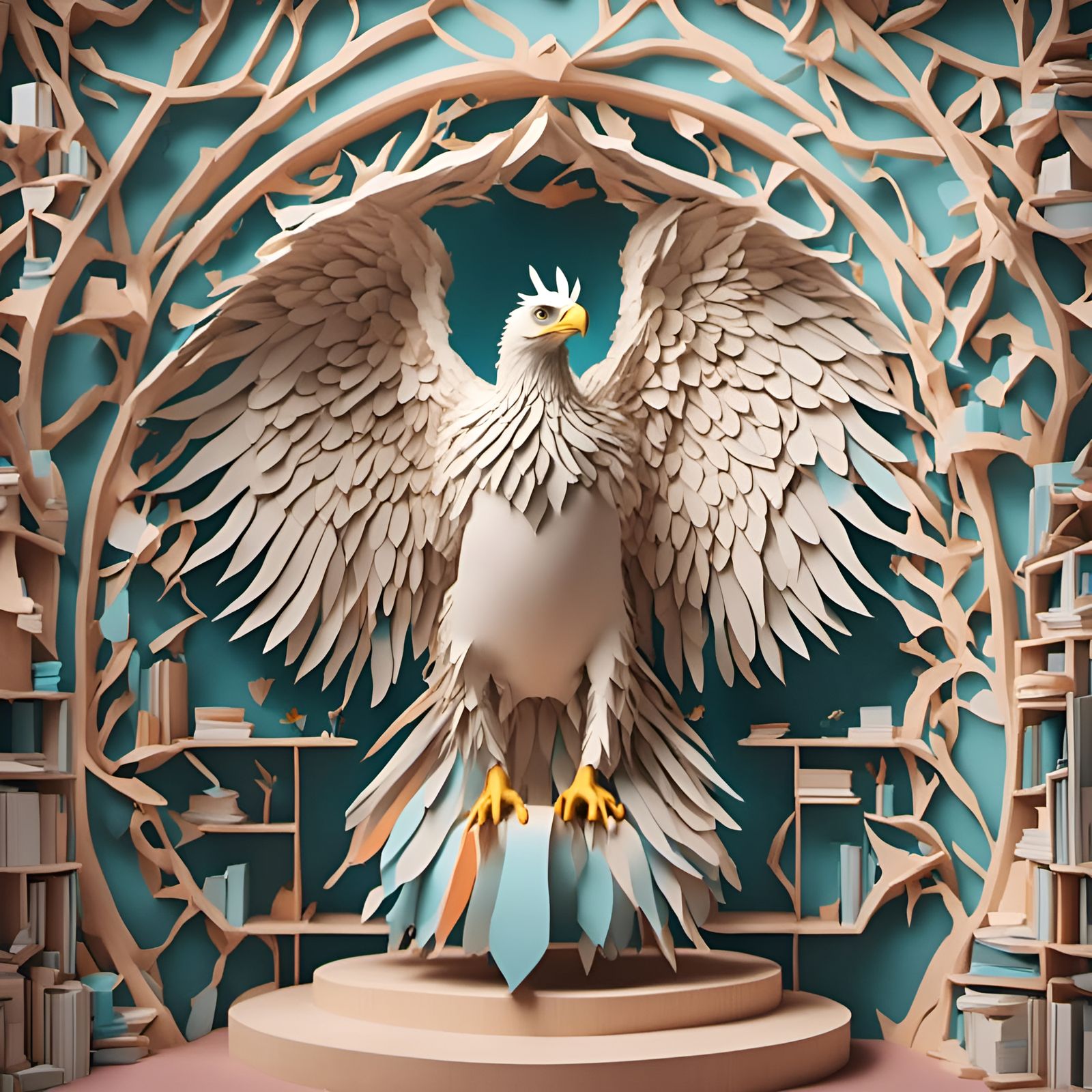 Symmetrical 3D Eagle with Arched Wings