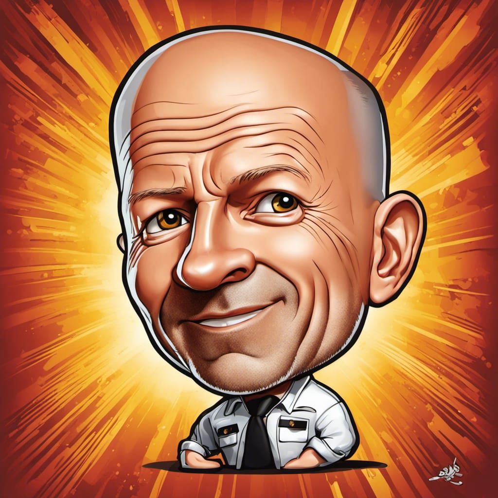 Chibi Caricature of Bruce Willis