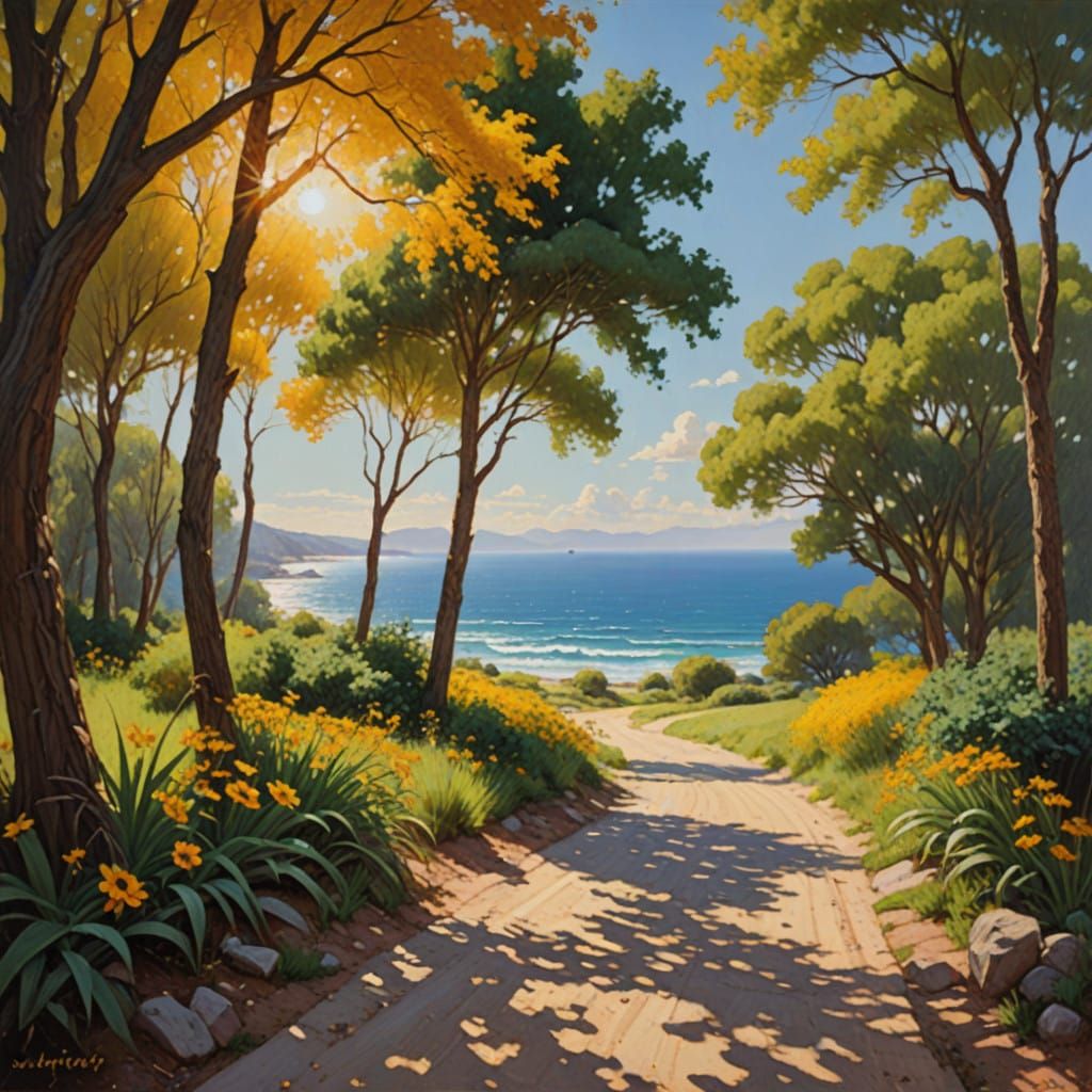 Sunny Day in Oil Painting Style