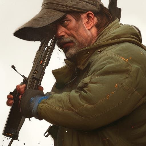 Duck Hunter Portrait in Art Nouveau Style