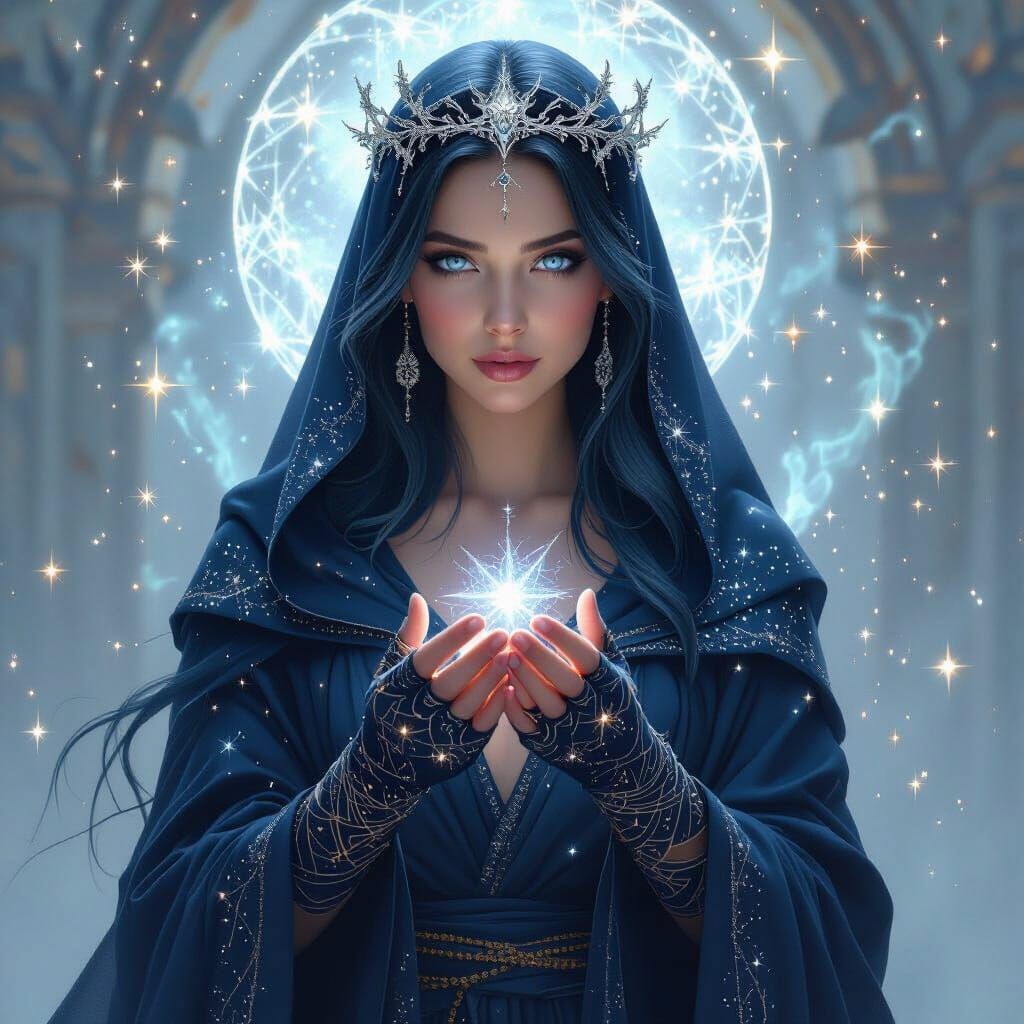 Starweaver Oracle with Constellations in Dreamlike Style