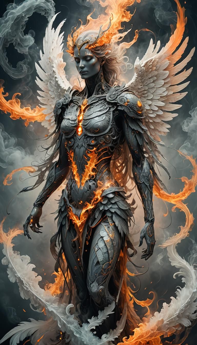 Angel Metamorphosis: Smoky Spirit in Dark Surrealism