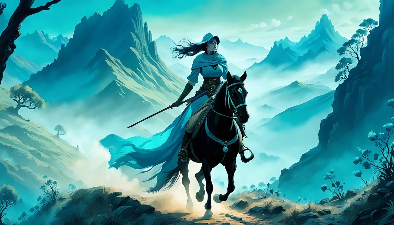 Medieval Bandit Rides Mountain Path in Lotte Reiniger Style