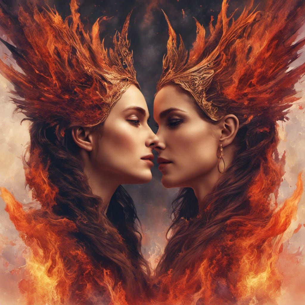 Queens Embrace in Flames: Fantasy Concept Art