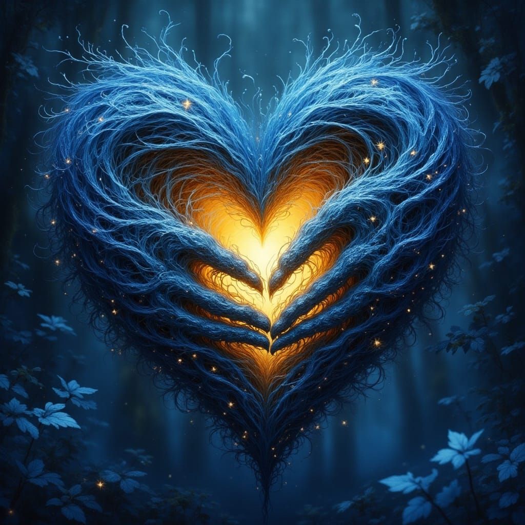 Heart Enclosing Light of Love in Surreal Style