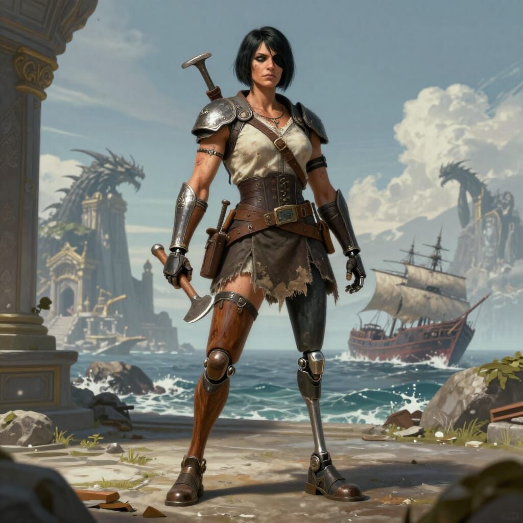 Muscular Mercenary General Varnoth with Prosthetic Leg