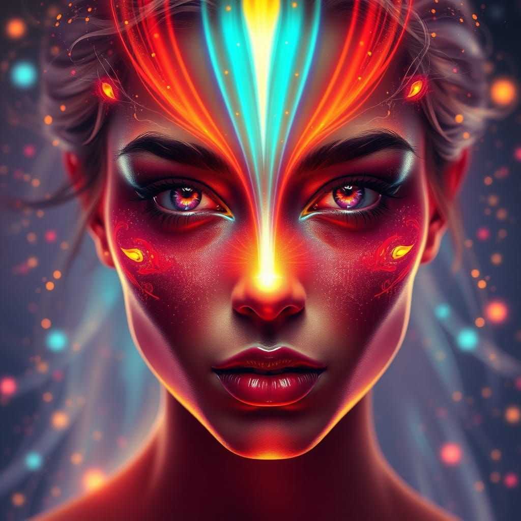 Ethereal Portraiture in Vibrant, Triadic Colors