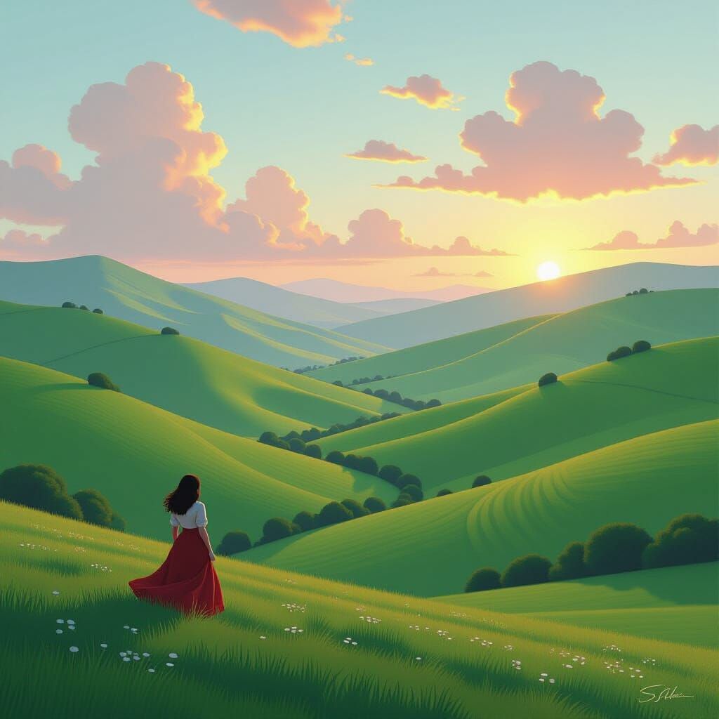 Lush Hilly Landscape Resembling a Woman's Body