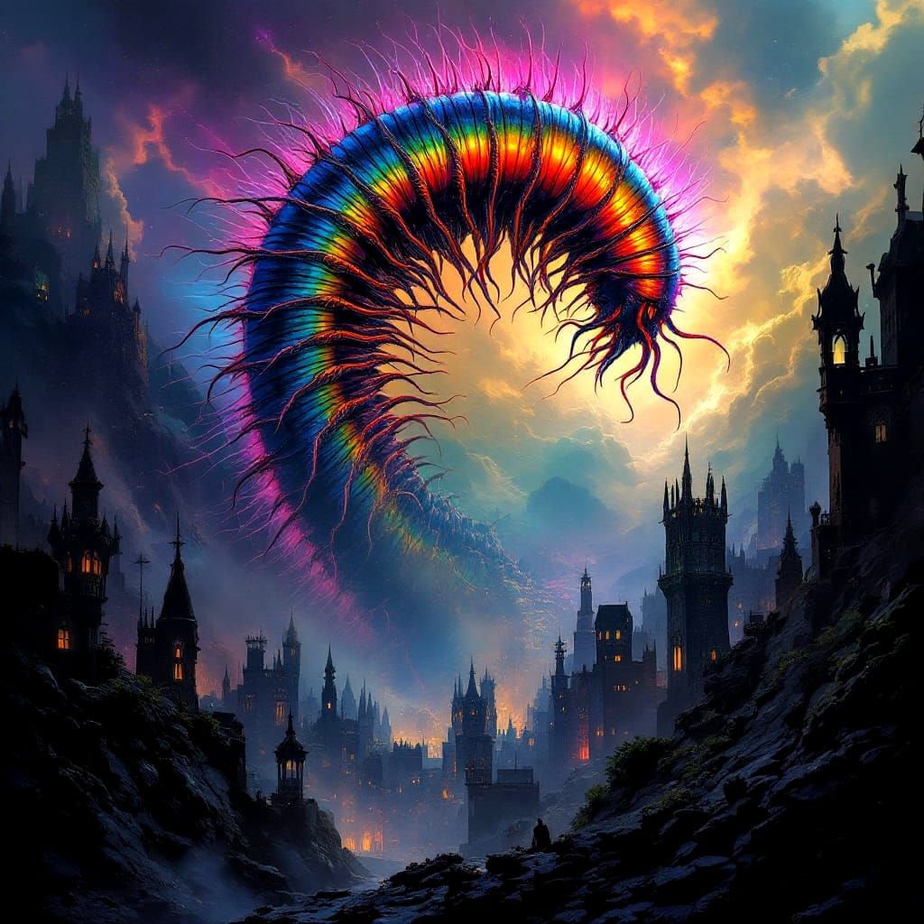 Gothic Millipede Reigns Over Darkened Metropolis