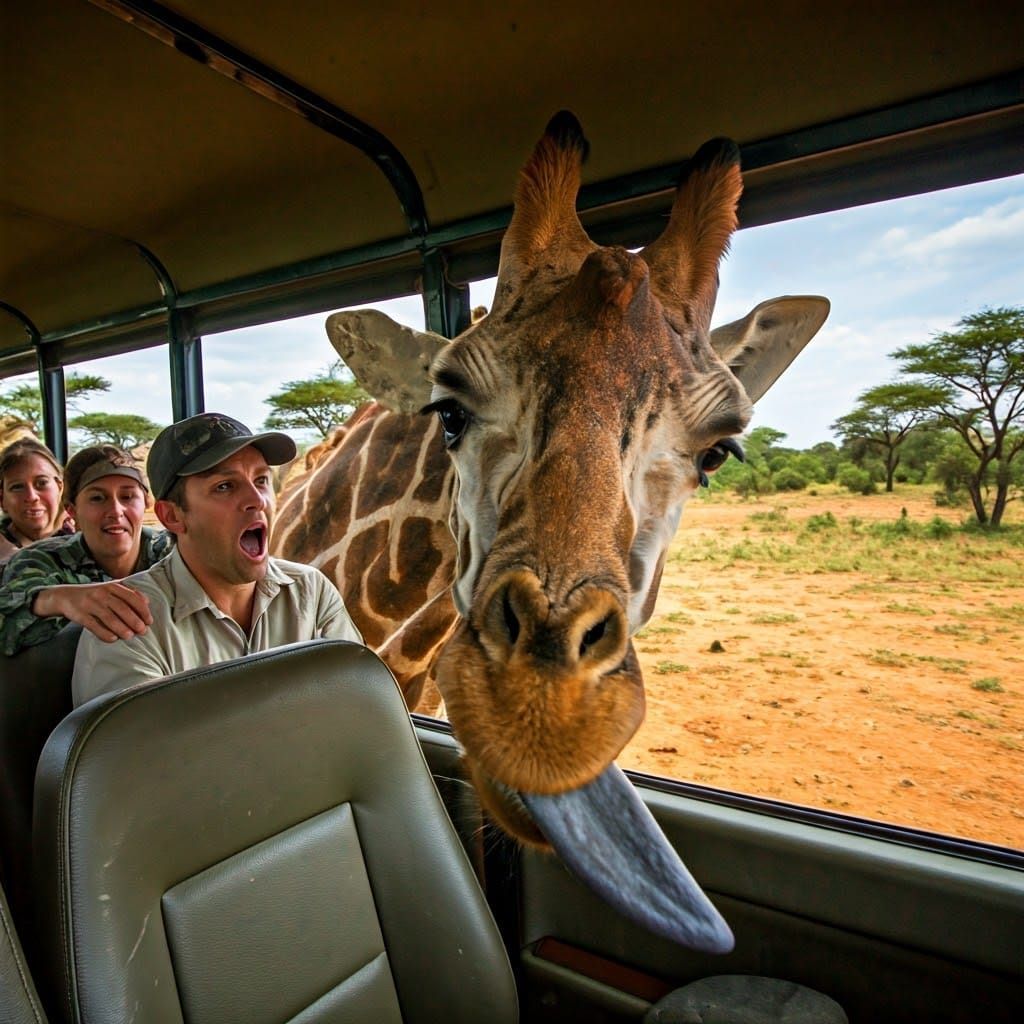 Majestic Giraffe's Surprise Safari Antics in Photorealistic....