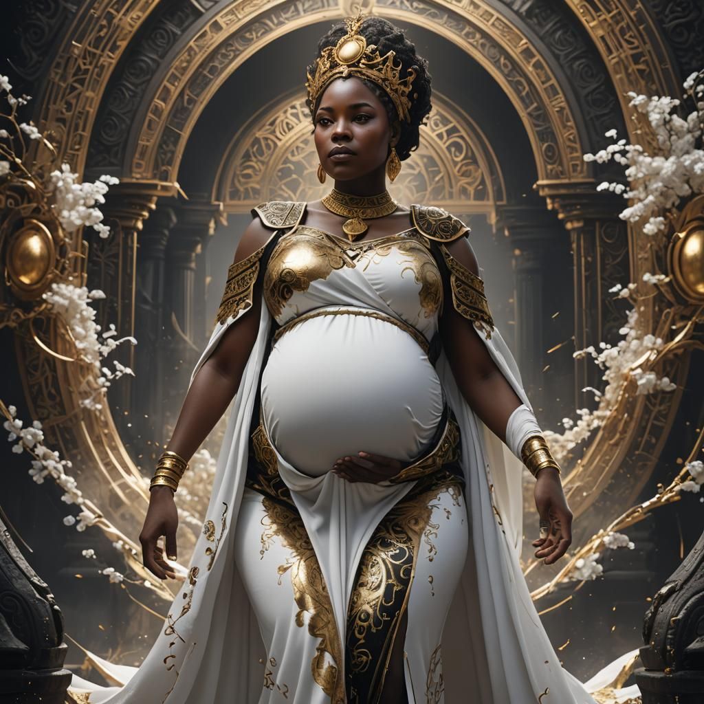 Elegant Pregnant Woman in Detailed Fantasy Art