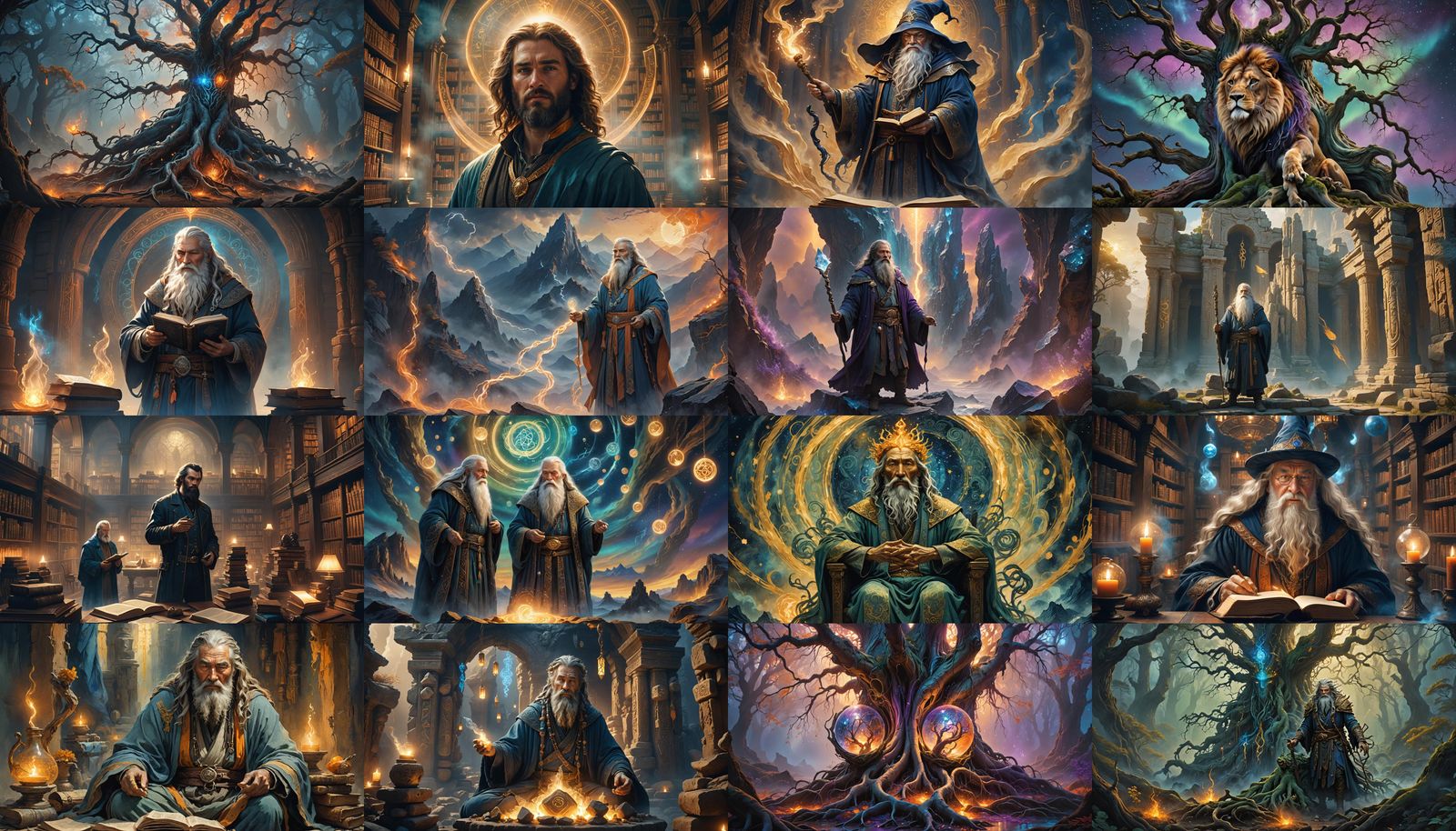 Abstract Design of Masculine Wisdom in Fantasy Art