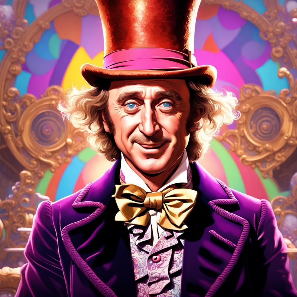 Willy Wonka Portrait in Art Nouveau Style