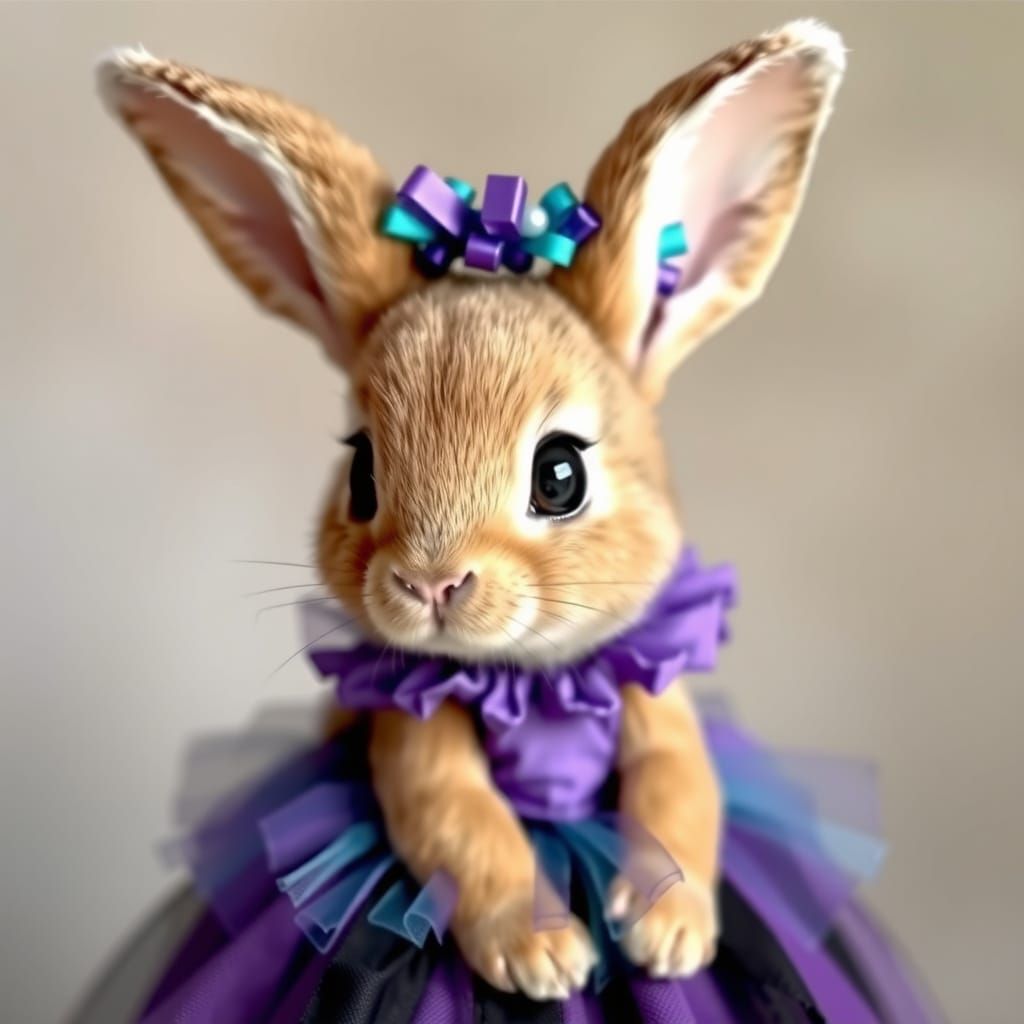 Cute Bunny with Ribbons and Princess Dress