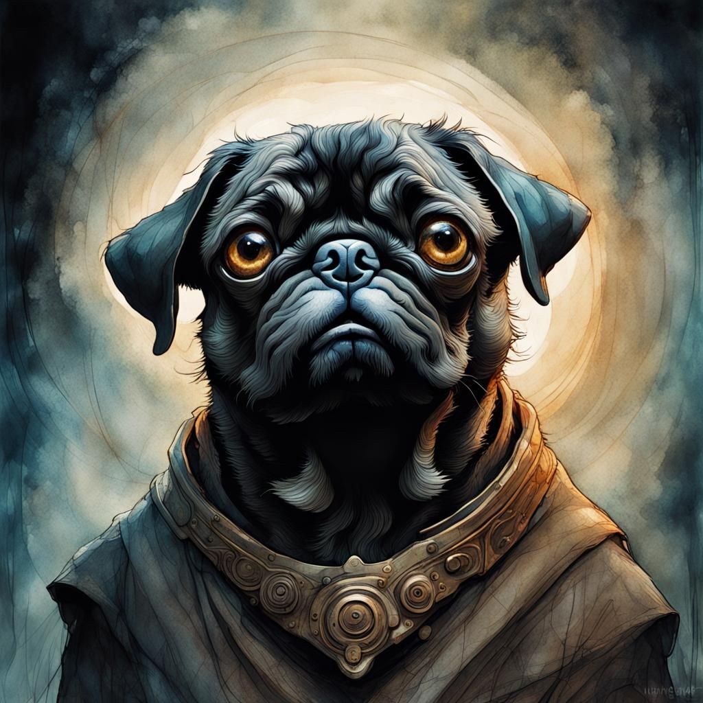 Pug with a Yoda look about him