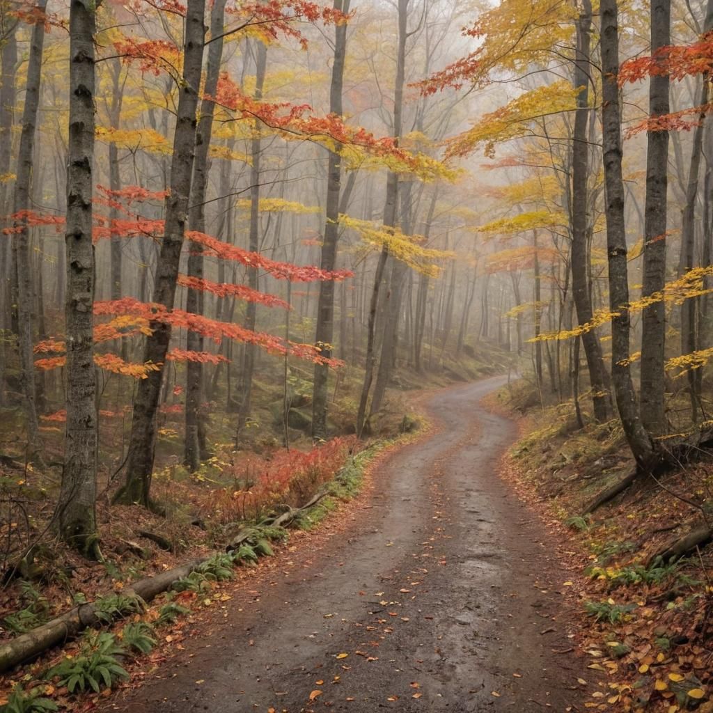 Smoky Mountains Autumn Landscape with Winding Trail