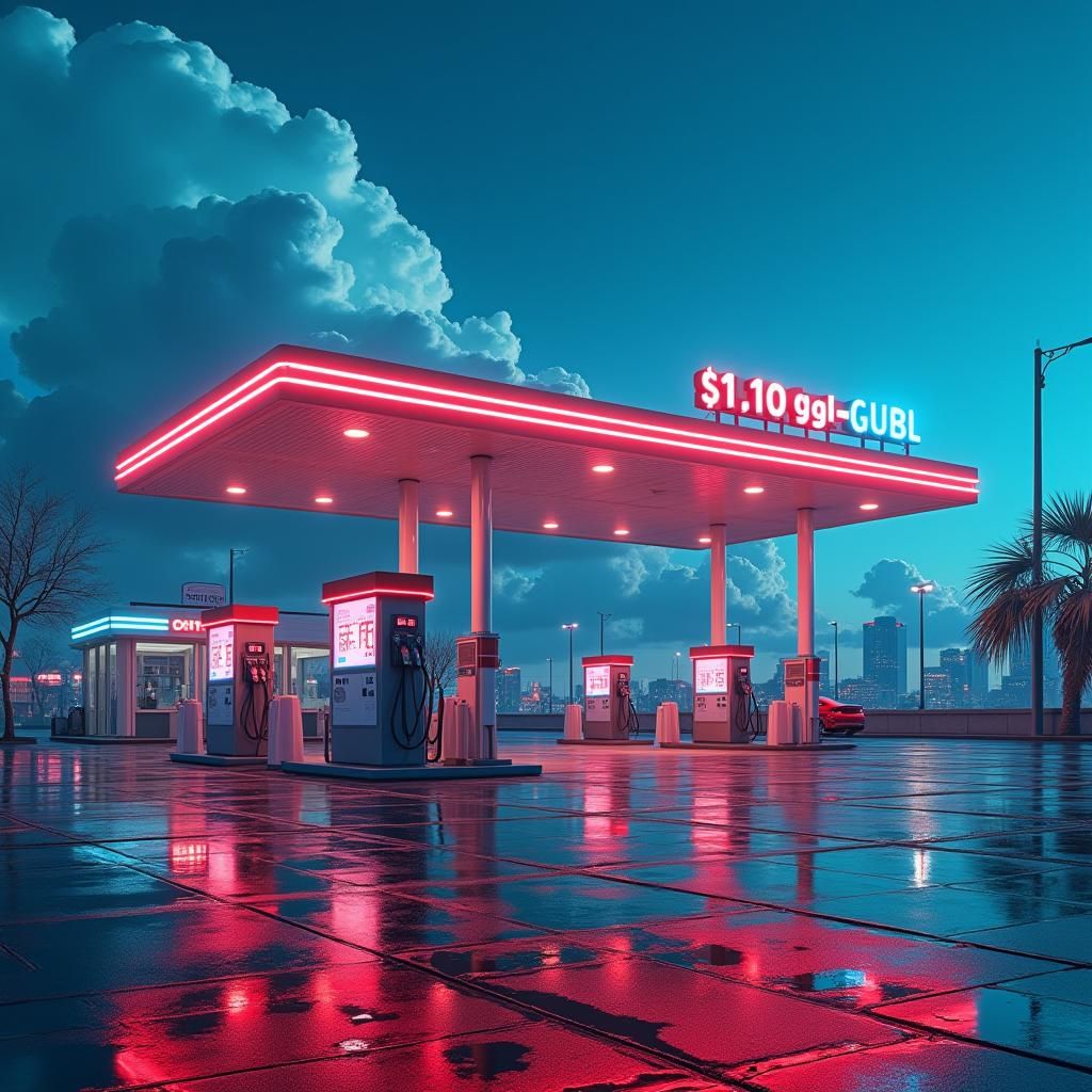 Urban Fuel Station with Futuristic Industrial Design