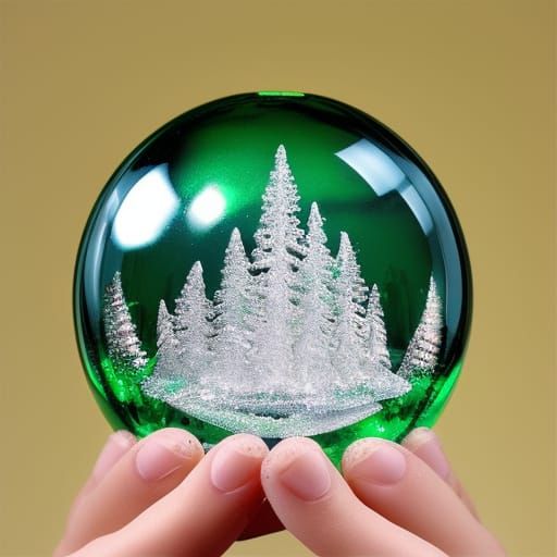 Glimmering Snow Globe in Human Hand