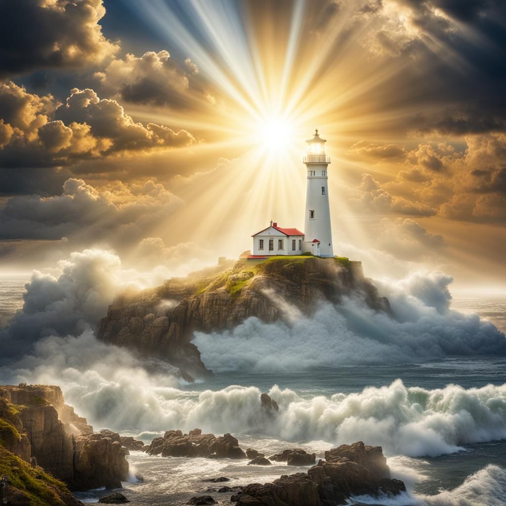 Lighthouse Bathed in Divine Light