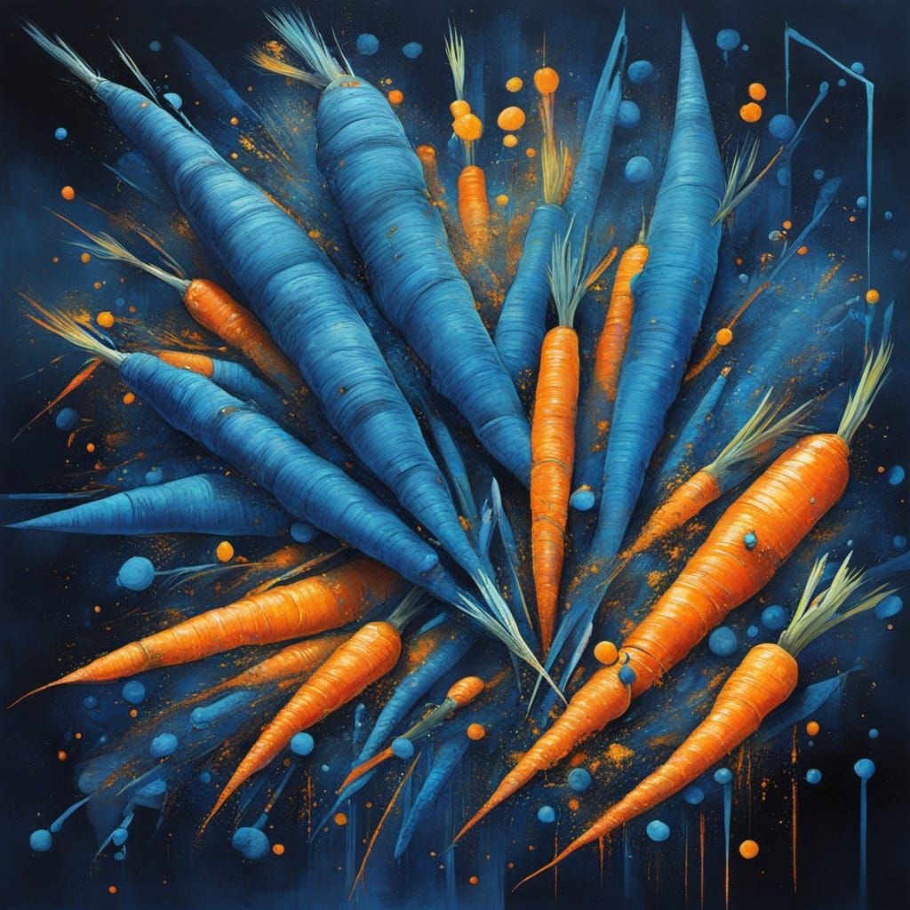 Surreal Cyberpunk Abstract Painting with Neon and Blue Tones