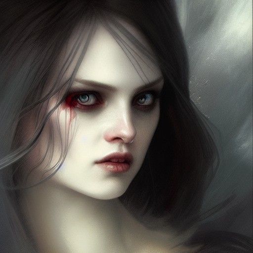 Seductive Vampire Portrait in Hyperrealistic Style