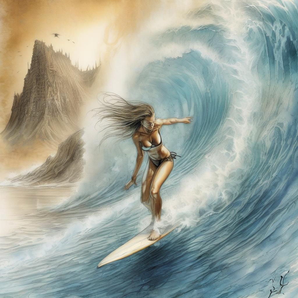 Surreal Wave Surfer in Fantasy Style
