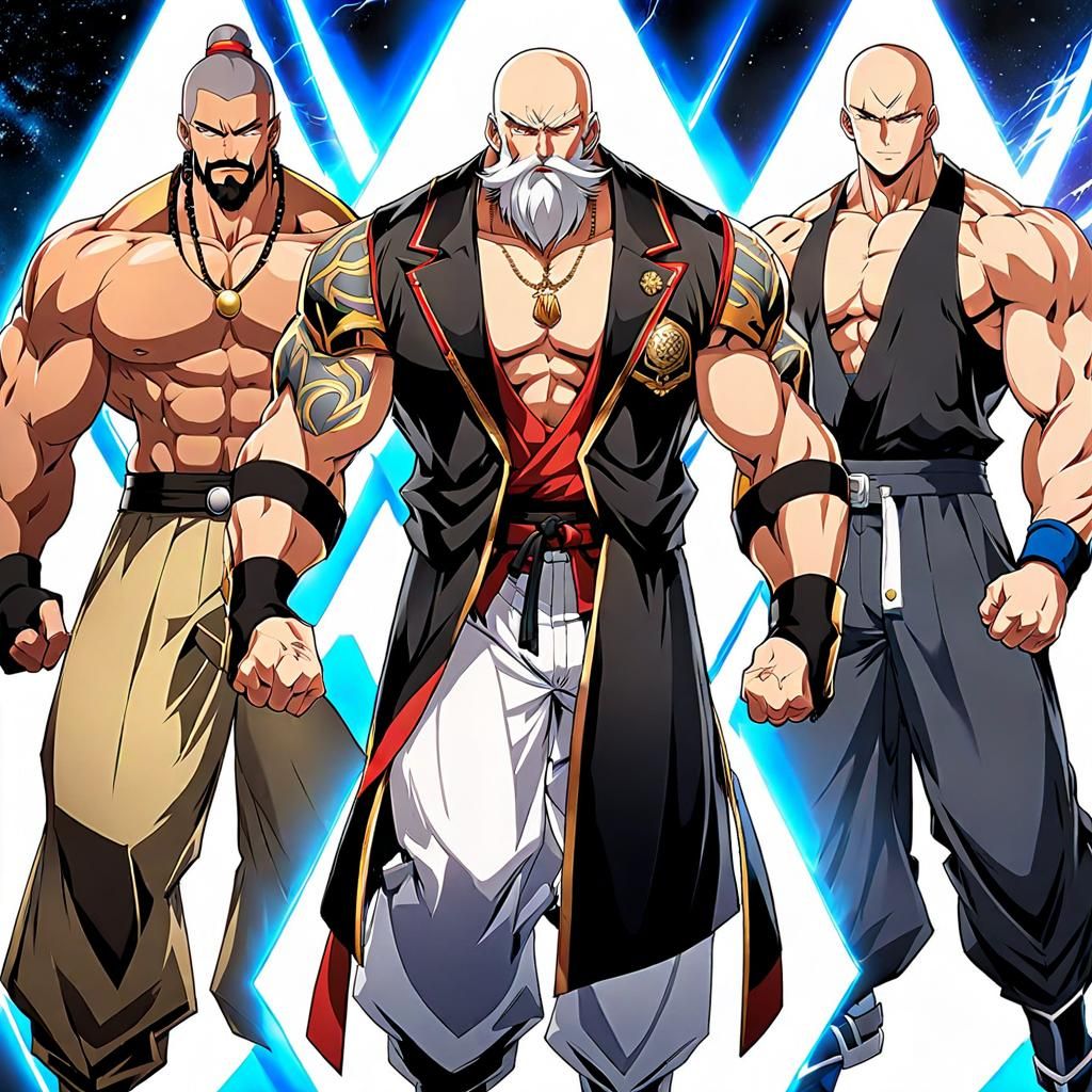 Muscular Anime Fighter in Japanese Manga Style