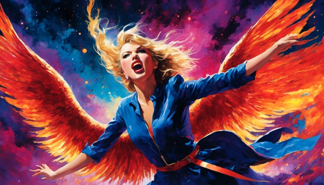 Epic Battle in Flight: Luis Royo Style Wallpaper