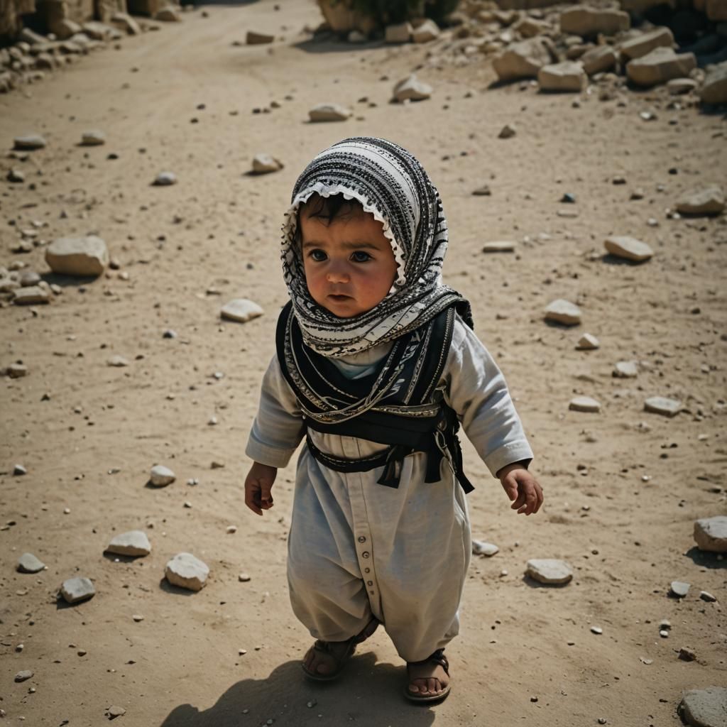 Baby in Keffiyeh: Cinematic Film Still