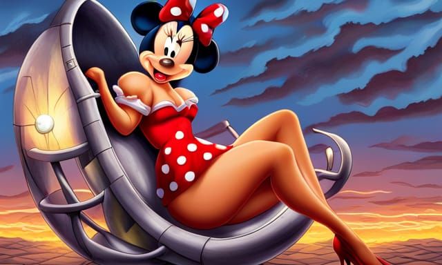 Minnie Mouse Pin-Up in Retro Comic Style