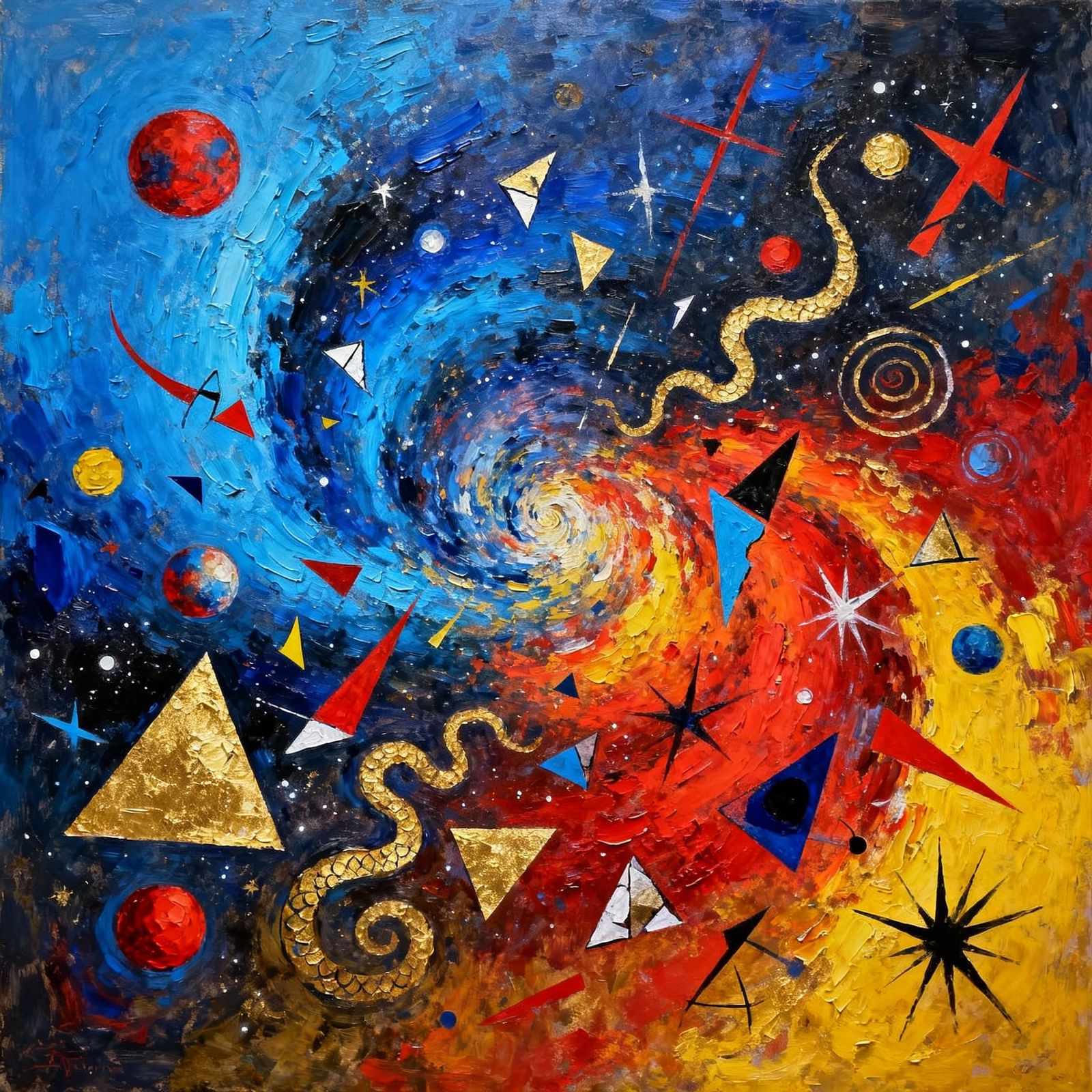 Surrealist Oil Painting of Cosmic Energy and Abstract Symbol...