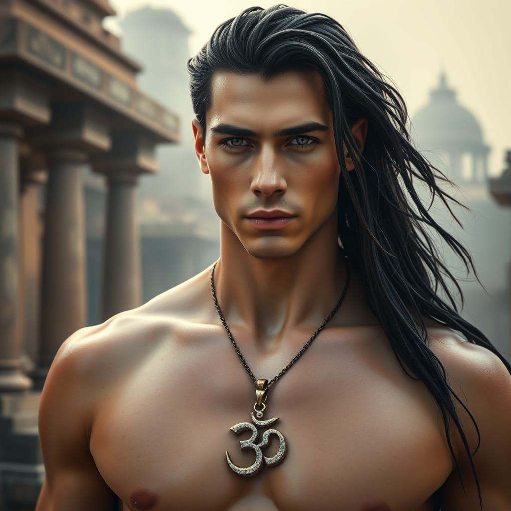 Chiseled Greek Prince Amidst Ancient Indian Temples