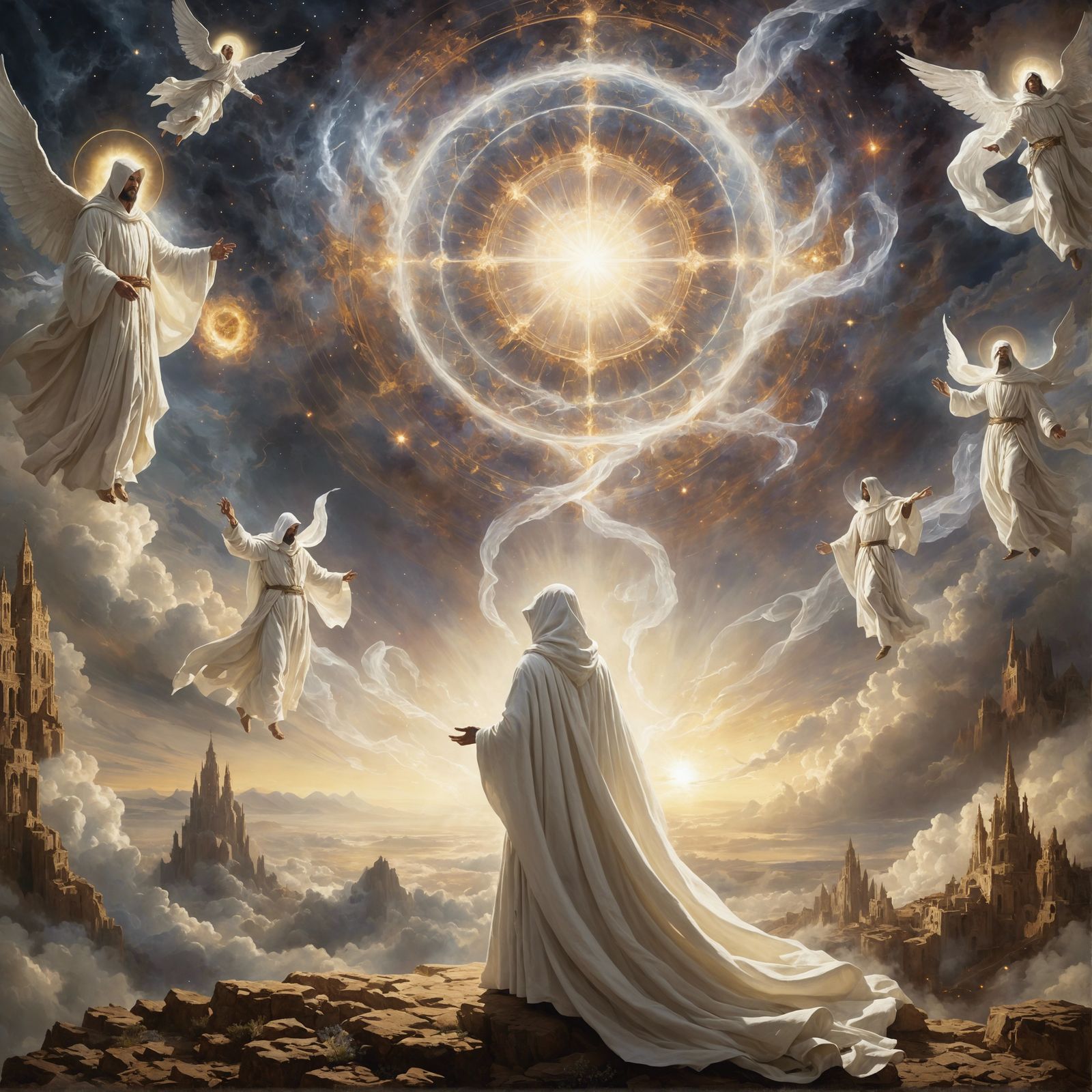 A figure known as The Magus stands amidst a celestial event known as the Year of the Rapture. He is garbed in a flowing ...