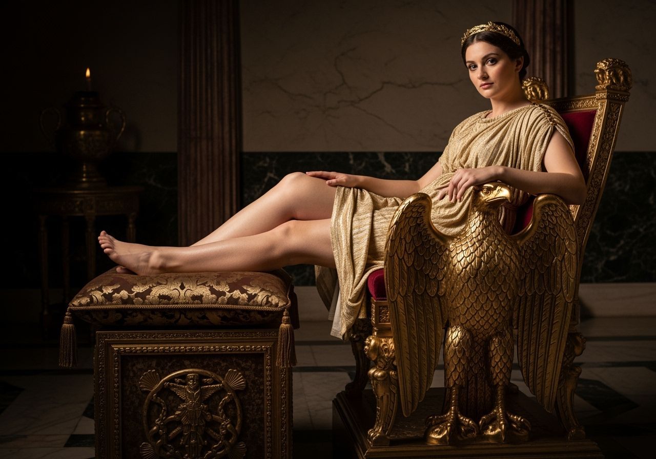 Roman Empress on Golden Eagle Throne in Baroque Style