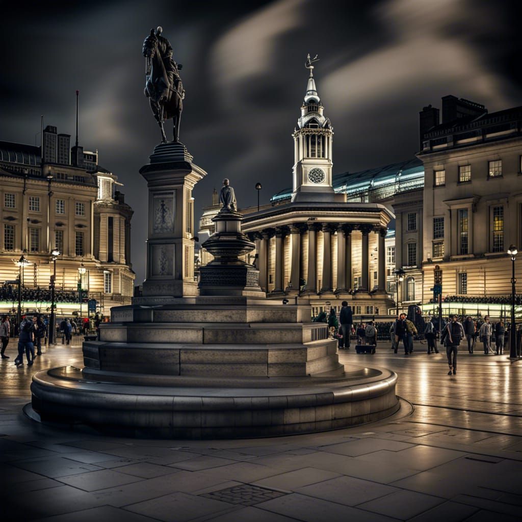 Trafalgar Square London at Night in HDR