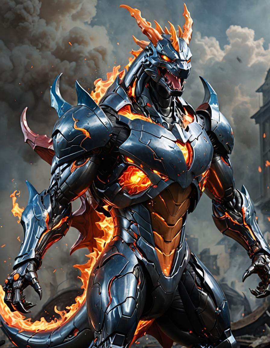 Ultron Charizard Portrait: Hyperrealistic Concept Art