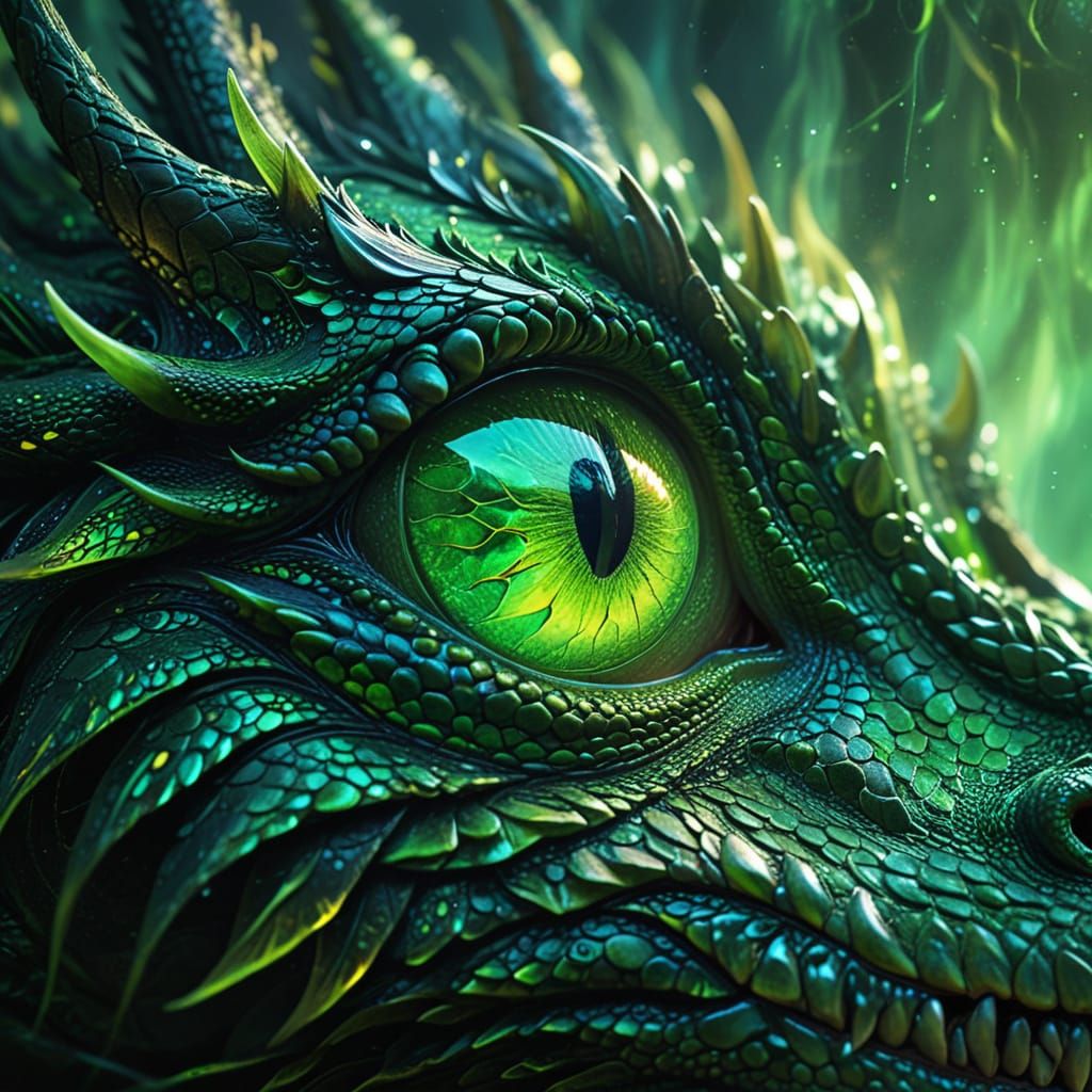Dreamlike Dragon Portrait in Neon Hues