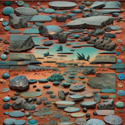 Coastal Beach Scene with Palms and Sandstone