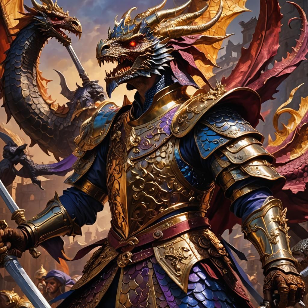 Don Quixote's Dragon Fight: A Baroque Painting