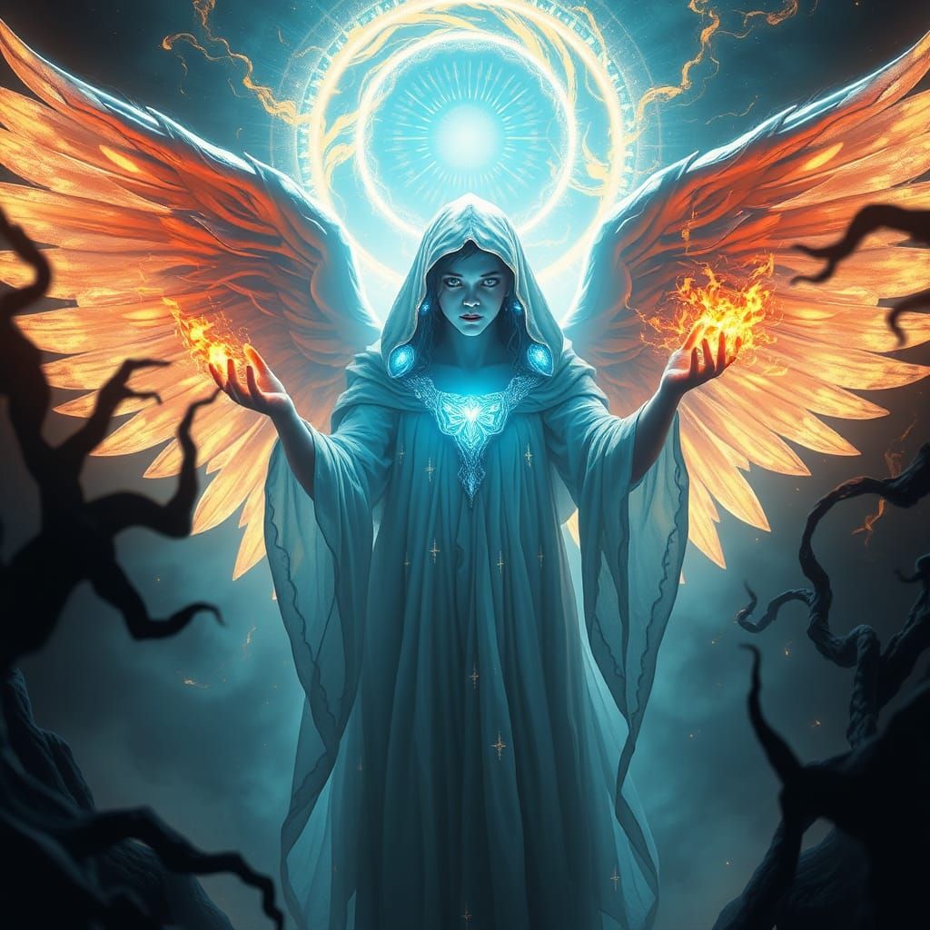 Ethereal Being Warding Off Darkness at Portal