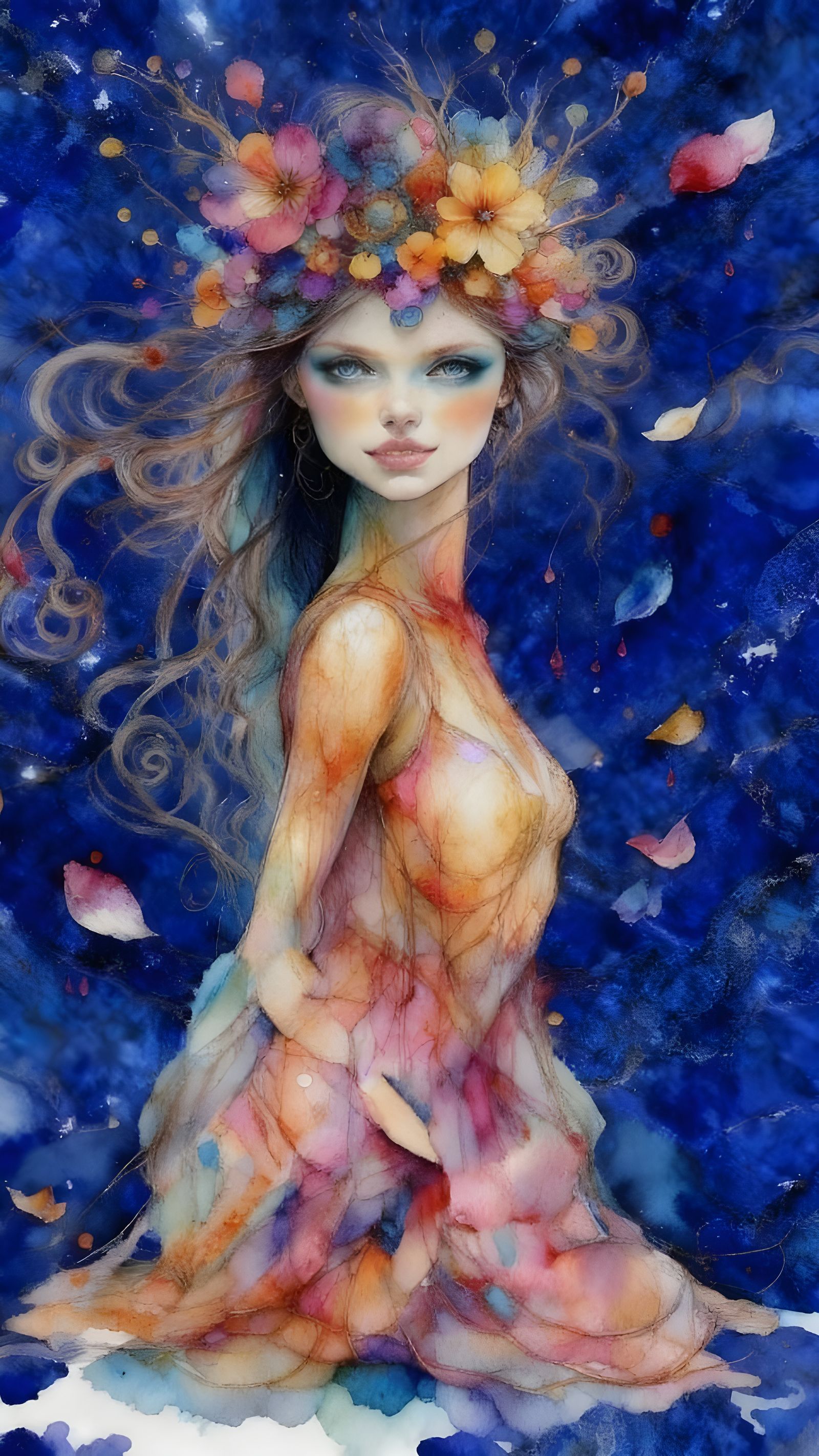 Reincarnation Dream in Watercolor and Liquid Ink Style