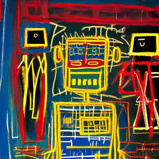 Robot in Basquiat-Inspired Neo-Expressionism